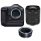 Canon EOS R3 Mirrorless Camera with RF 24-105mm f/4-7.1 IS STM Lens with EF-EOS R mount adapter - view 1